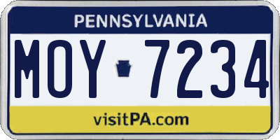 PA license plate MOY7234