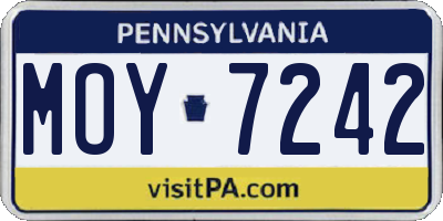 PA license plate MOY7242