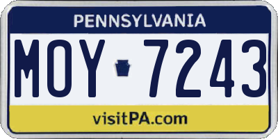 PA license plate MOY7243
