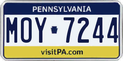 PA license plate MOY7244