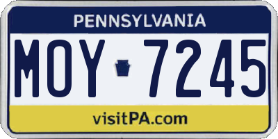 PA license plate MOY7245