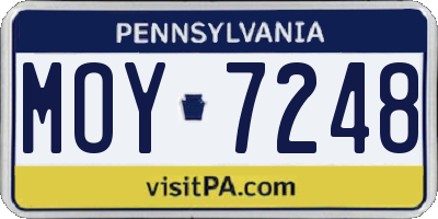 PA license plate MOY7248