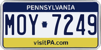 PA license plate MOY7249
