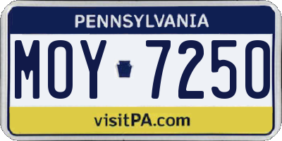 PA license plate MOY7250