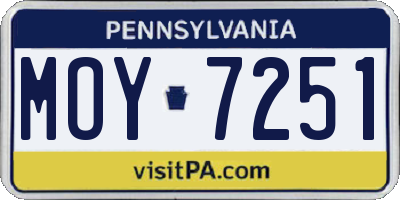 PA license plate MOY7251