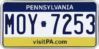 PA license plate MOY7253