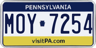 PA license plate MOY7254