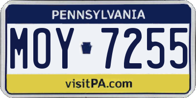 PA license plate MOY7255