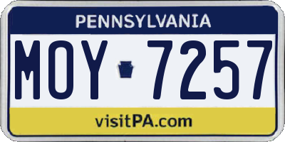 PA license plate MOY7257