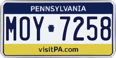 PA license plate MOY7258