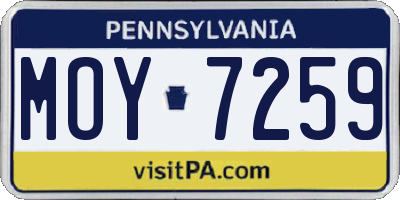 PA license plate MOY7259