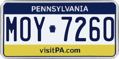 PA license plate MOY7260