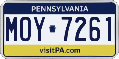 PA license plate MOY7261