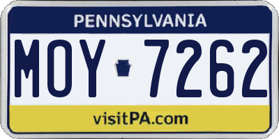PA license plate MOY7262