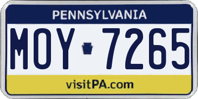 PA license plate MOY7265