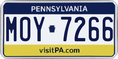 PA license plate MOY7266