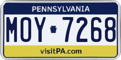 PA license plate MOY7268
