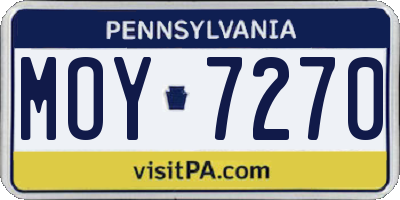 PA license plate MOY7270