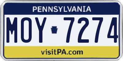 PA license plate MOY7274