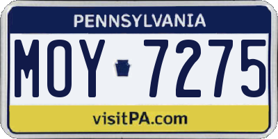 PA license plate MOY7275
