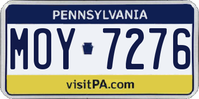 PA license plate MOY7276