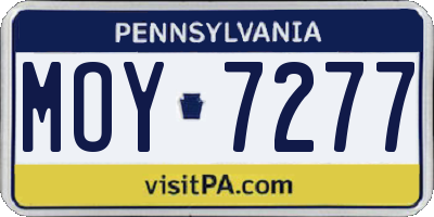 PA license plate MOY7277