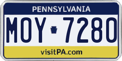 PA license plate MOY7280