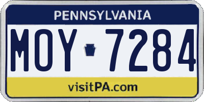 PA license plate MOY7284