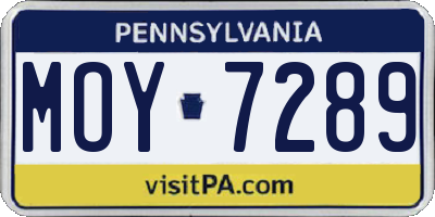PA license plate MOY7289