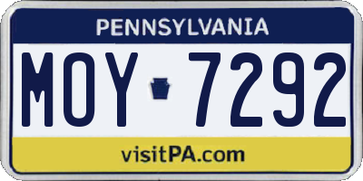 PA license plate MOY7292