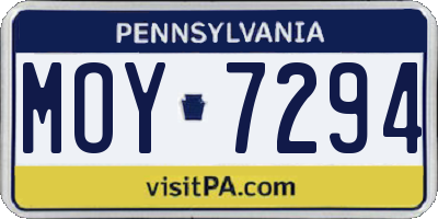 PA license plate MOY7294