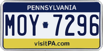 PA license plate MOY7296
