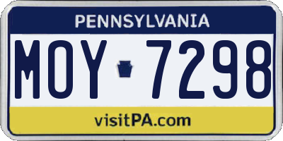PA license plate MOY7298