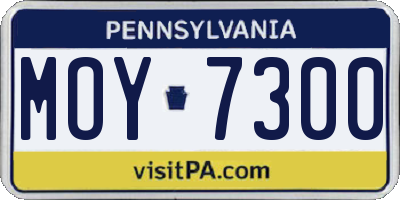PA license plate MOY7300