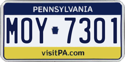 PA license plate MOY7301