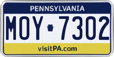 PA license plate MOY7302