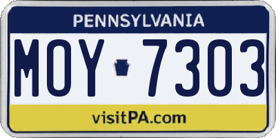 PA license plate MOY7303