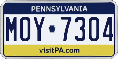PA license plate MOY7304
