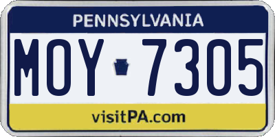 PA license plate MOY7305