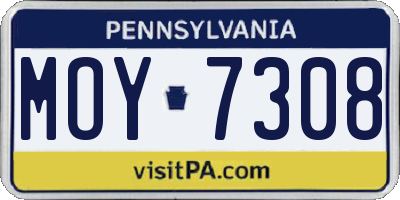 PA license plate MOY7308
