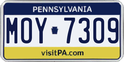 PA license plate MOY7309