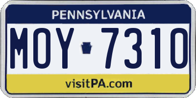 PA license plate MOY7310
