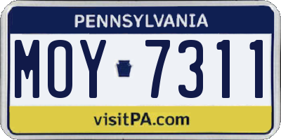 PA license plate MOY7311