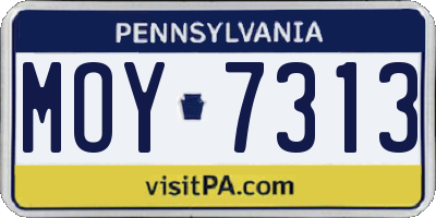 PA license plate MOY7313