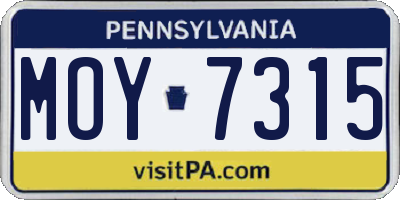 PA license plate MOY7315