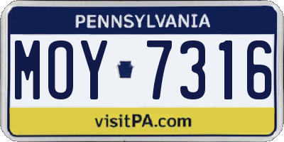 PA license plate MOY7316