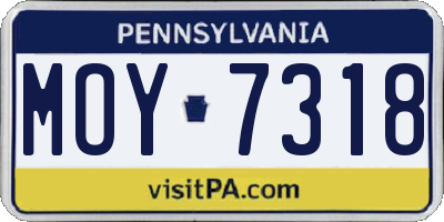PA license plate MOY7318