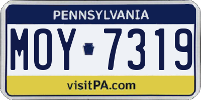 PA license plate MOY7319