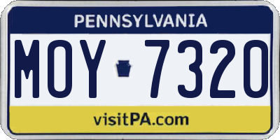 PA license plate MOY7320