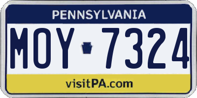 PA license plate MOY7324